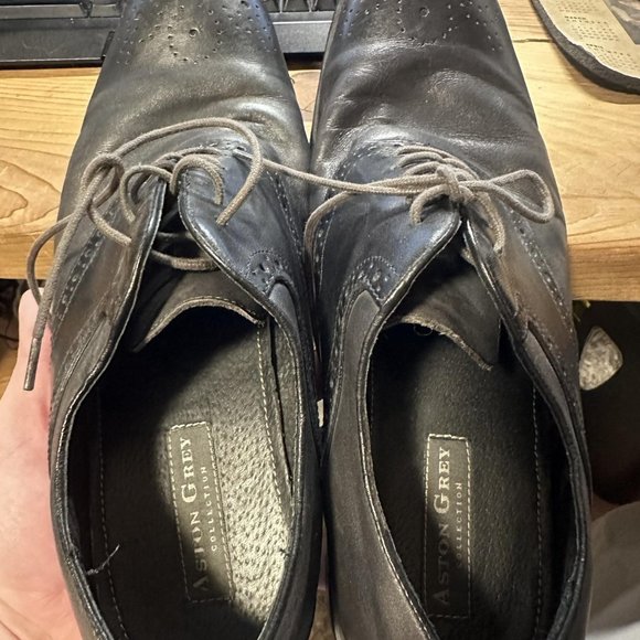 Aston Grey Black Wingtips Dress Shoes mens 12 US - Picture 7 of 10